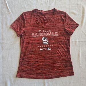 Nike St Louis Cardinals Red V Neck Athletic Tee MLB Women's Top